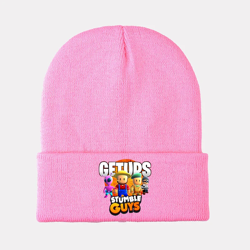 Stumble Guys Beanie Hat Wool Acrylic Knitted Caps Beanies Cartoon Winter Woolen Pullover Hats Boys Girls Bonnet Christmas Gifts