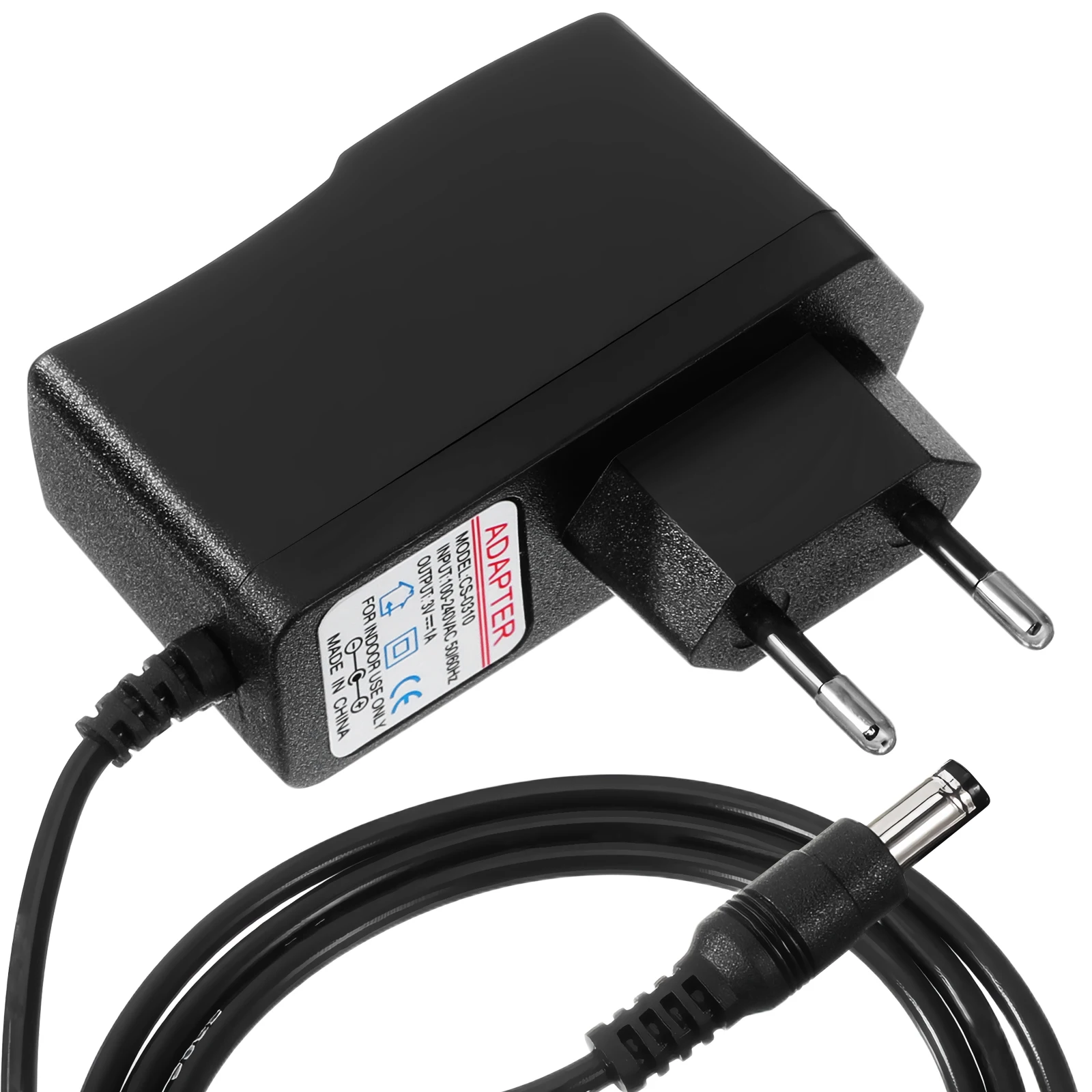 

Portable 5.5mm x 2.1mm Power Adapter EU Plug 3V 1A DC Output Black Durable Plastic Metal Home Travel Use Two