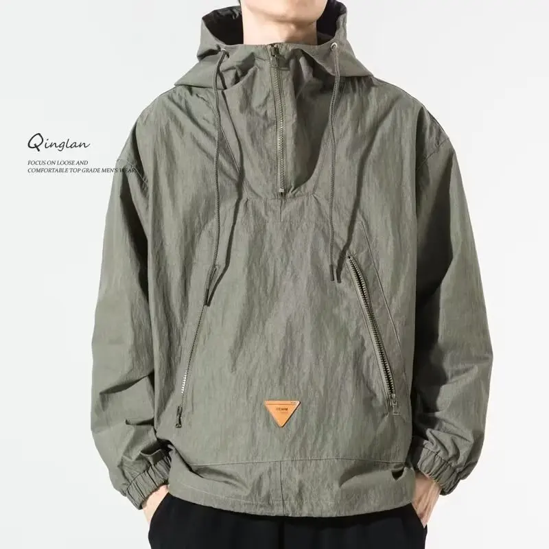 Loose Casual Spor Jaet Autumn Winter Heavyweight Trendy Brand Men's Outerwear Thin Windbreaker Workwear Sle Coat