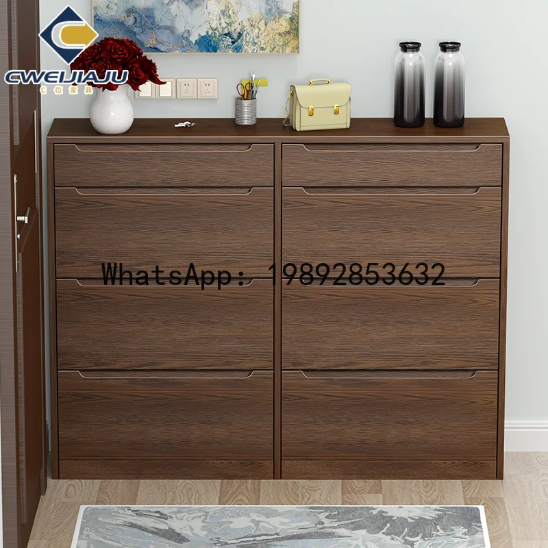 

XL Solid Wood Doorway Shoe Cabinet for Home Entrance, Large Capacity Outdoor Hallway Flip Bucket Style