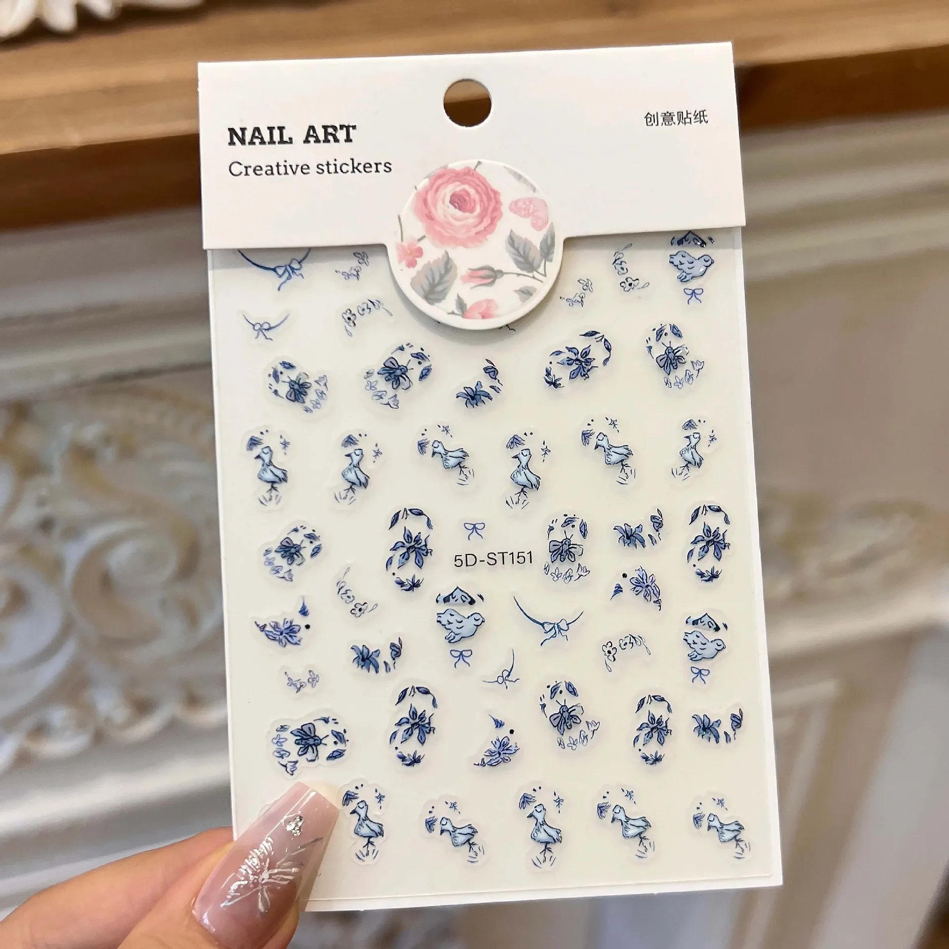 

5D Embossed Nail Stickers - Blue Ducklings, Bows, Flowers & Butterflies | For Nails, Cosmetics, Phones and Journals