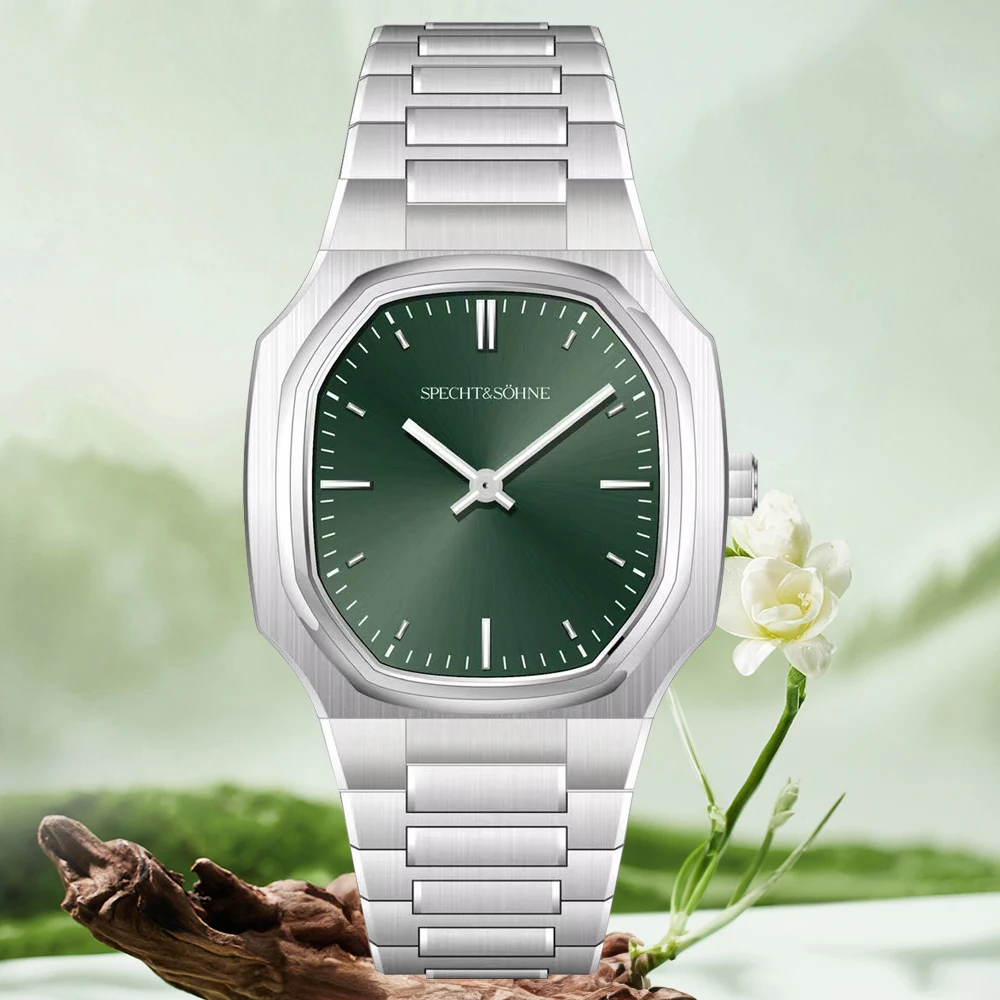 دروبشيبينغ Specht & Söhne منتجات جديدة رائجة البيع ساعات المعصم للرجال 37 مللي متر مربع الصلب الذكور الأعمال الساعات 50 متر مقاوم للماء