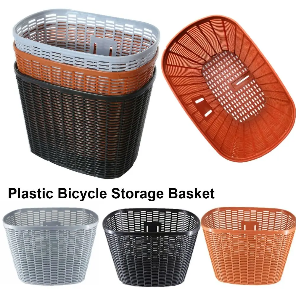 

New Multicolors Children Bike Basket Plastic 3 Colors Bicycle Storage Bag Hollow Student Front Basket Rear Cycling Accessories