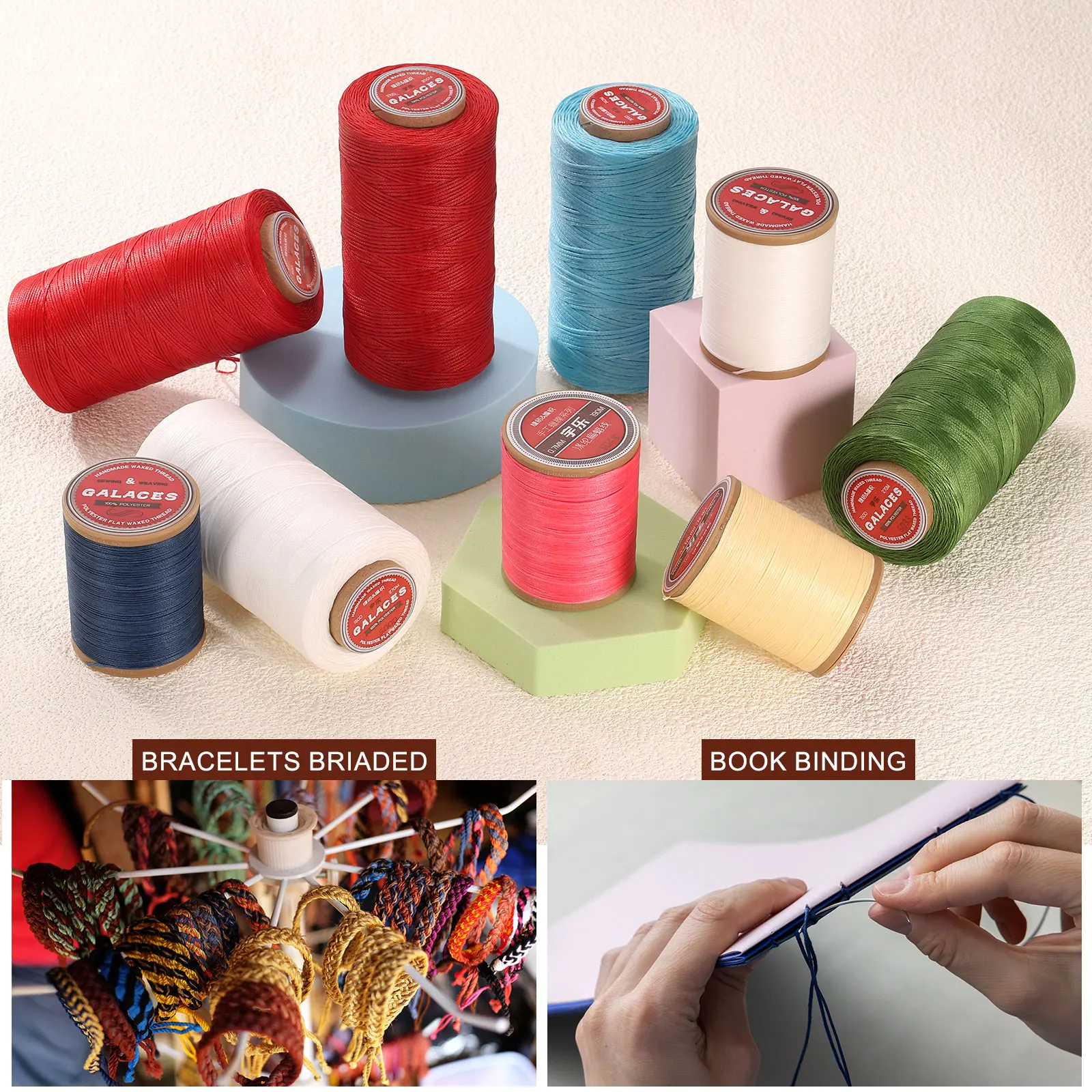 Flat Leather Sewing Waxed Thread, Polyester Wax String, 150D Wax Stitching Cord for Leather Crafts, Bookbinding