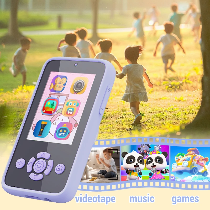 Crianças dos desenhos animados mini câmera de telefone inteligente brinquedos quebra-cabeça interação pai-filho selfie câmera leitor de música quebra-cabeça aprender jogos brinquedos