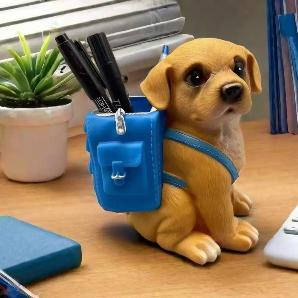 Pen Container Multi-function Dog Pen Holder Plastic Large Capacity Puppy Storage Bucket Cute Creative Makeup Brush Cylinder Gift