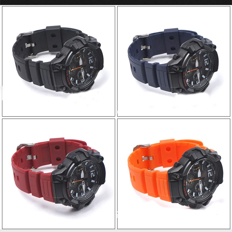 Cinturino in gomma per Casio MCW-100H/110H W-S220 HDD-S100 WV-200 AE-2000/2100 Cinturino in resina 16mm Accessori per orologi