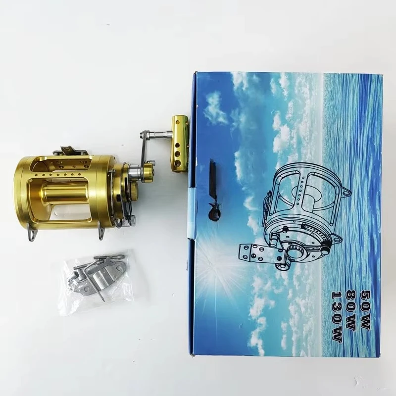 عالية الجودة 15 واط 20 واط 30 واط 50 واط 80 واط 130 واط كامل المعادن القرش التونة الصيد بكرات المحيط قارب المياه المالحة لعبة كبيرة التصيد بكرة #6