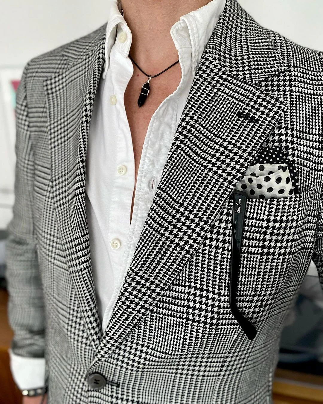 Classic Plaid Men's Suits 2 Pieces Houndstooth Single Breasted Notched Lapel Customized Formal Party Customized Jacket