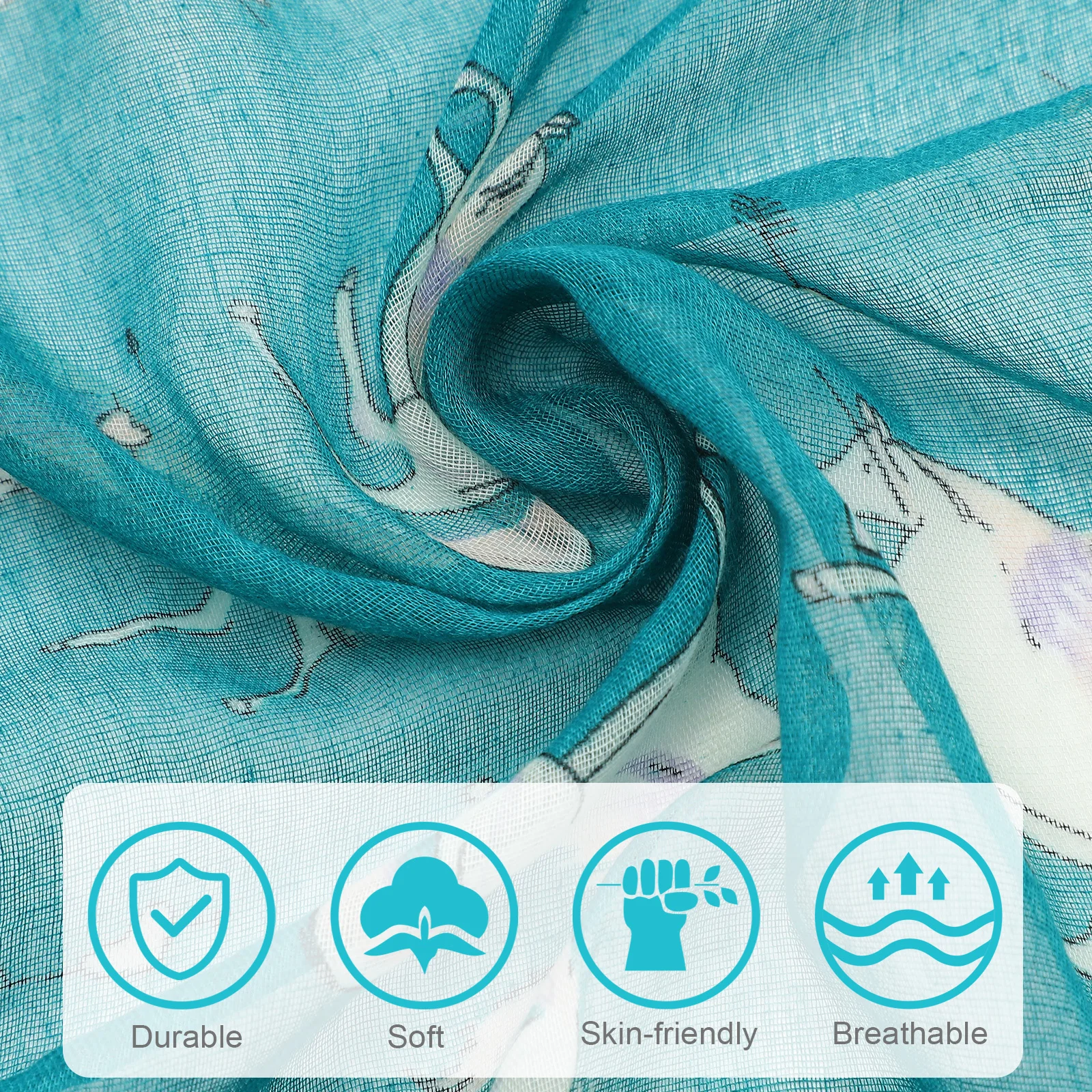 

Unicorn Scarf Cotton Long Shawl Lightweight Elegant Mini Scarf Fashion Women Wrap Green Fall Winter Accessory Long Scarves