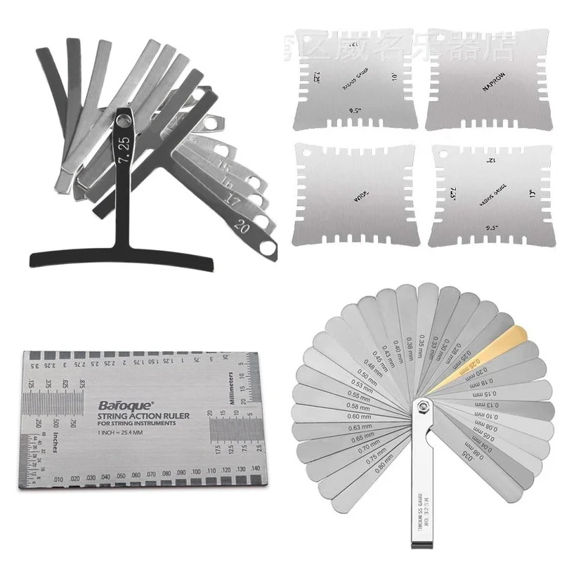 Guitar Luthier Measuring Tool Kit Set String Action Ruler Understring Radius Gauge Guitar Repair Tools