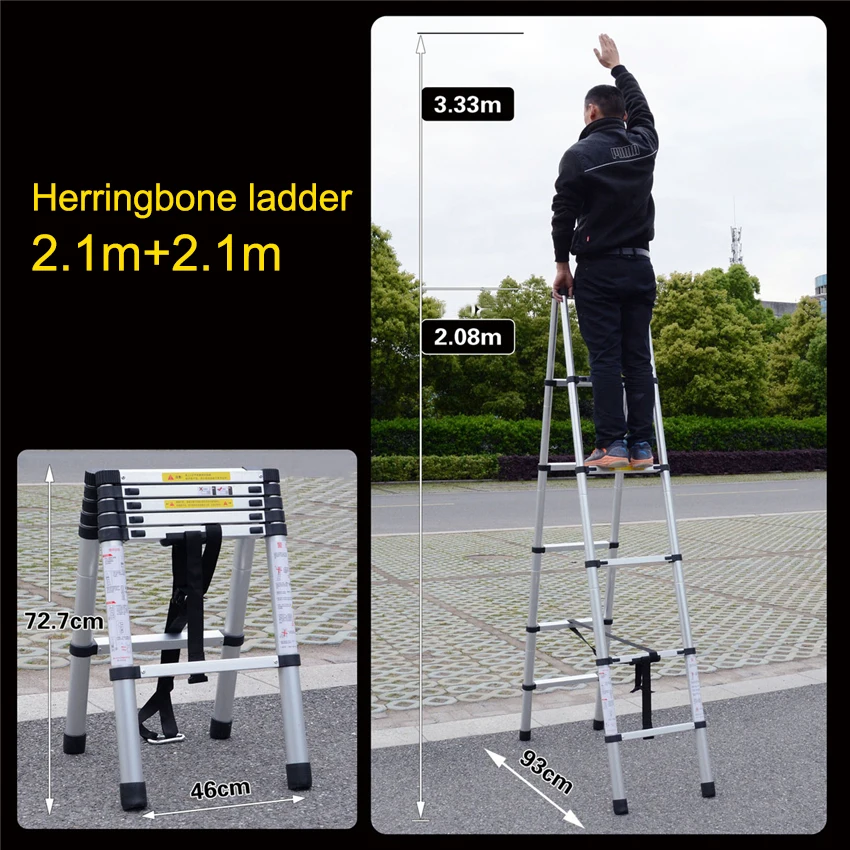 Thickened Herringbone Ladder  Aluminum Household Ladder Portable Folding Construction Engineering Ladder