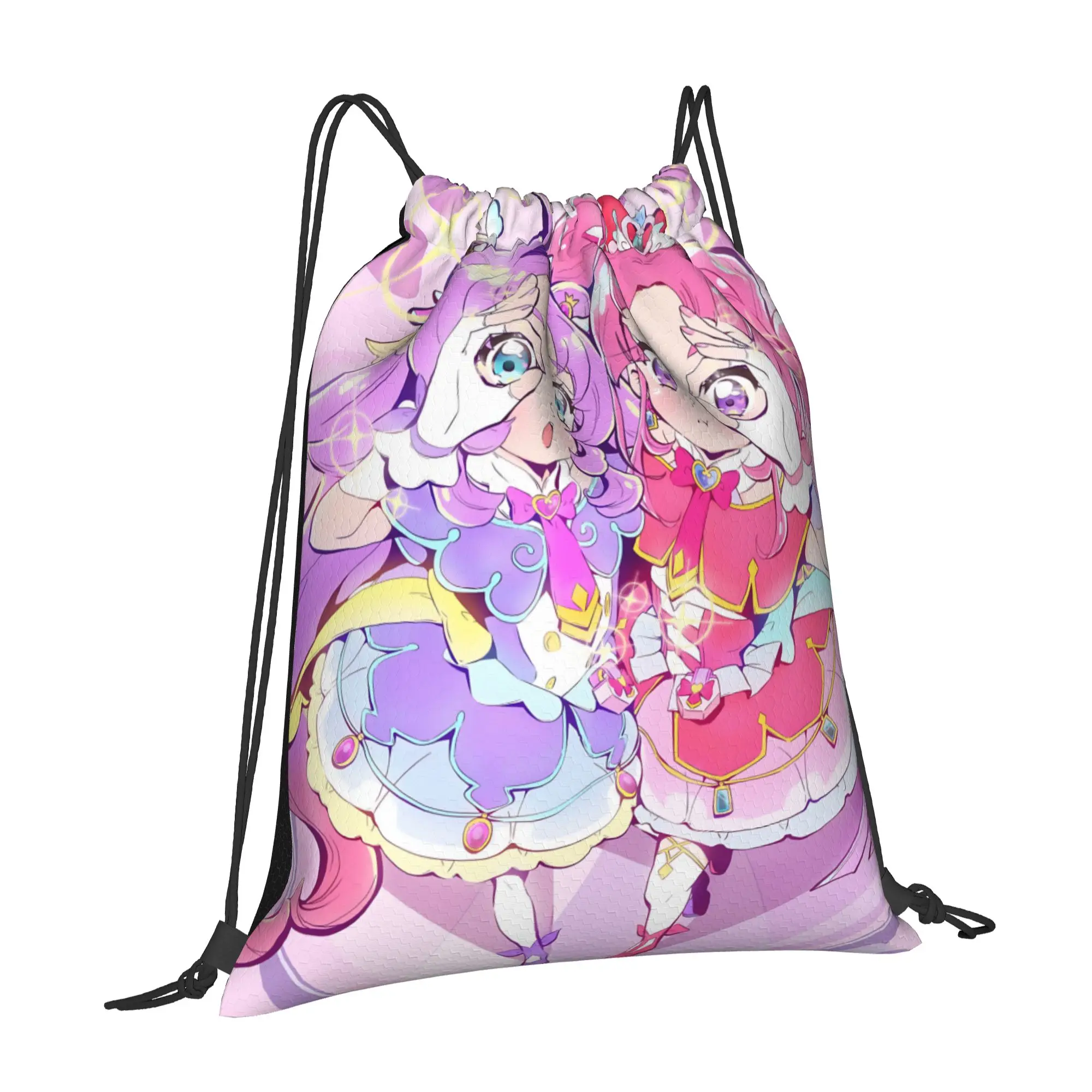 For travel Pouch Pretty Cure  Kawaii Drawstring Bags School Shoe Clothes Storage Multi-function Teen Portable Rucksack