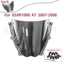 Fit for Suzuki GSXR1000 R K7 2007 2008 Gsxr 1000 R K7 07 08 Carbon Fiber Pattern Windshield WindScreen Double Bubble