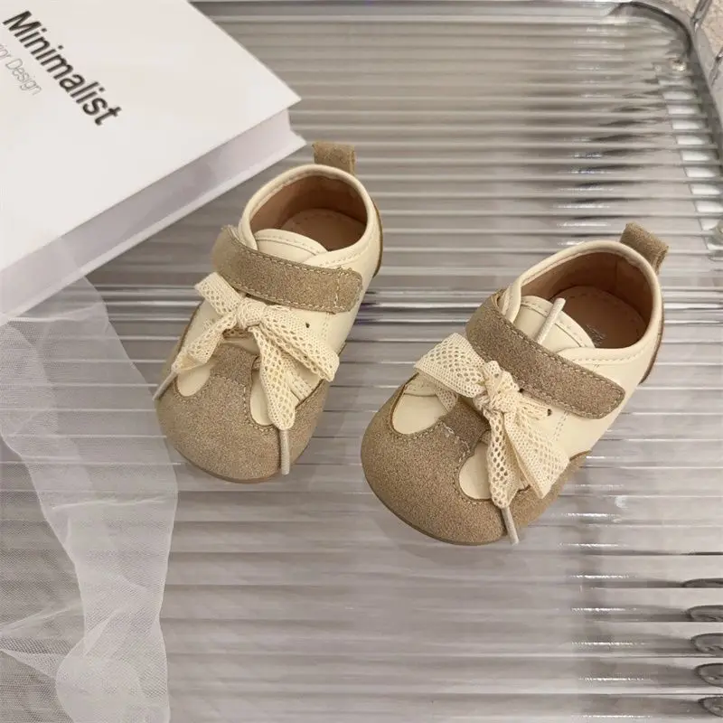

Baby Girls Flat Shoes Toes Capped Sweet Bows Kids Walking Shoes Hook&loop 2025 Autumn New Fashion Girls Casual Shoes Size 16-30