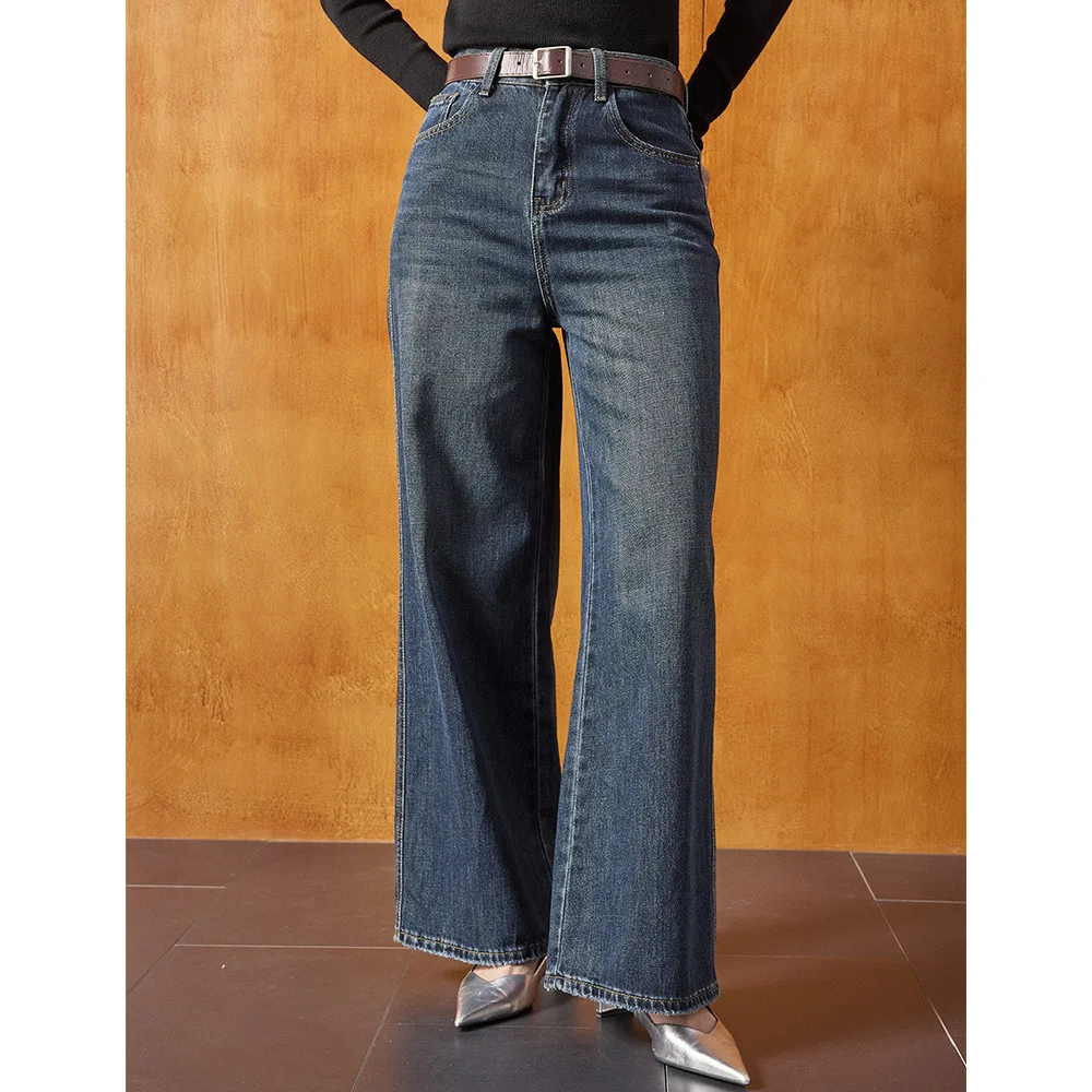 

Spring New Vintage Classic Basic Sle Versatile Waed out Loose Straight High Waist Long Jeans Women's Denim Pants High Waist