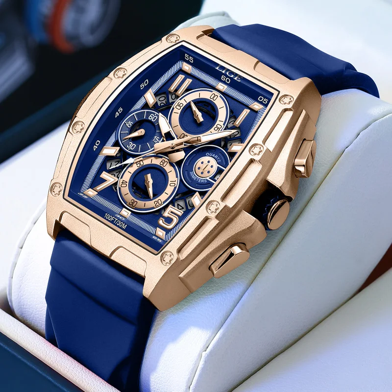 

LIGE Mens Watches Sports Silicone Watch Men Luminous Chronograph Waterproof Watch for Men Male Clock Relogios Masculino+Box