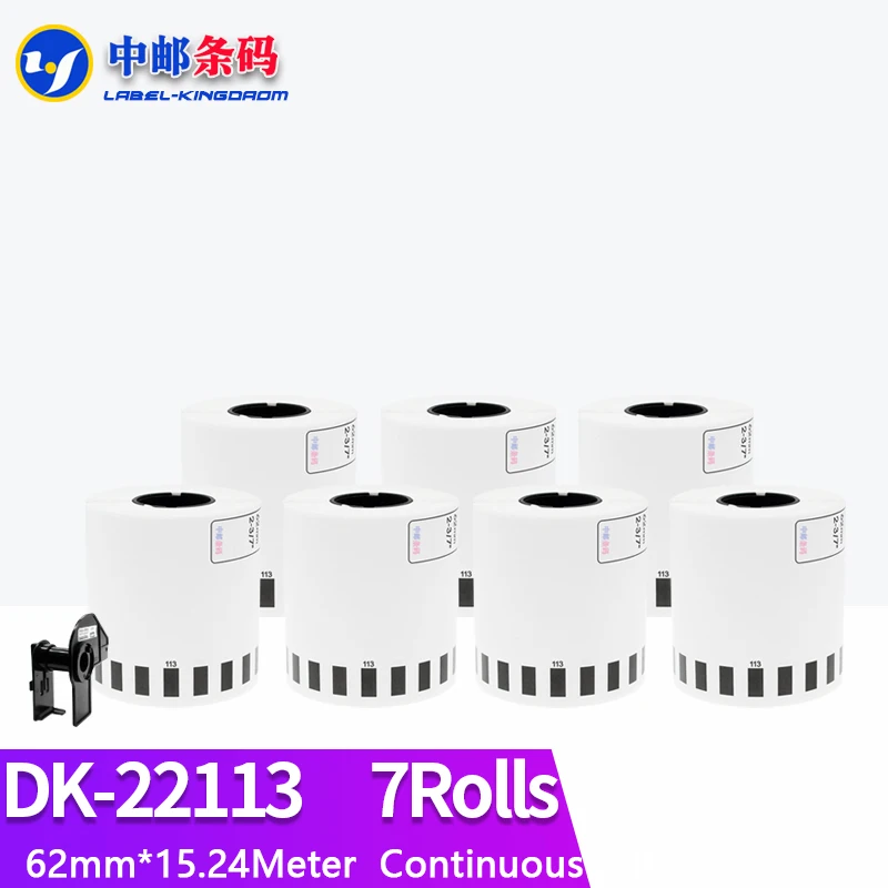 

7 Rolls Compatible DK-22113 Transparent Clear Film Label 62mm*15.24M Continuous for Brother QL-570/700/800 Printer DK22113