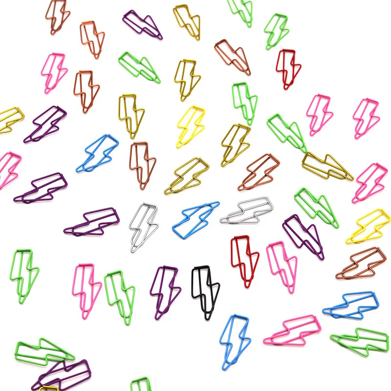 Lightning Shape Paper Clips Office Stationery Metal Paper Clip Study Accessories Binding Clips Office Items School Stationery