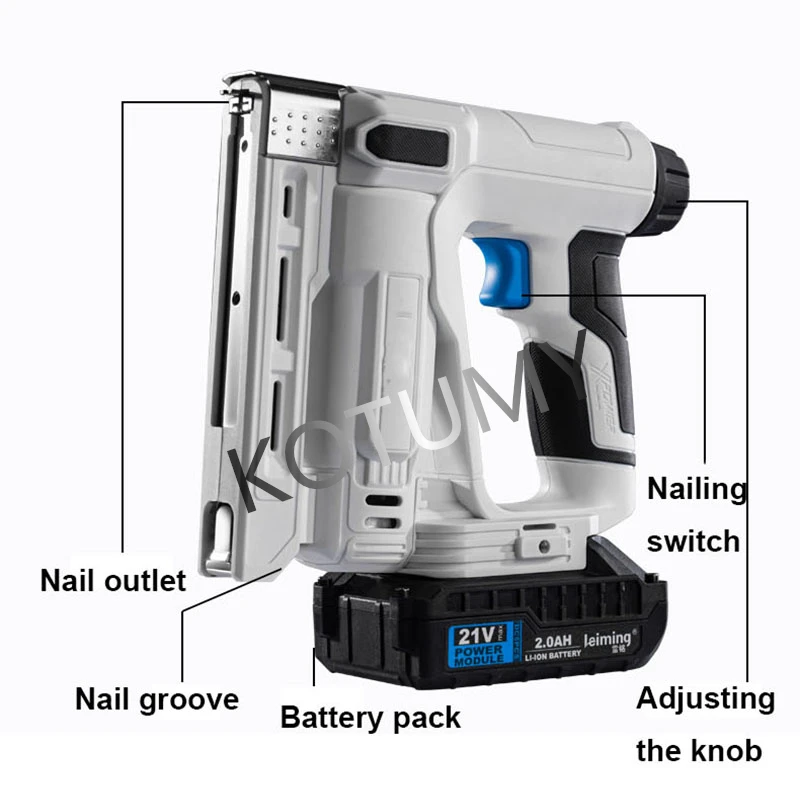 Electric Nailer and Stapler Furniture Staple Gun Carpentry Woodworking Tools 21V Lithium Battery Nail Gun Furniture Construction