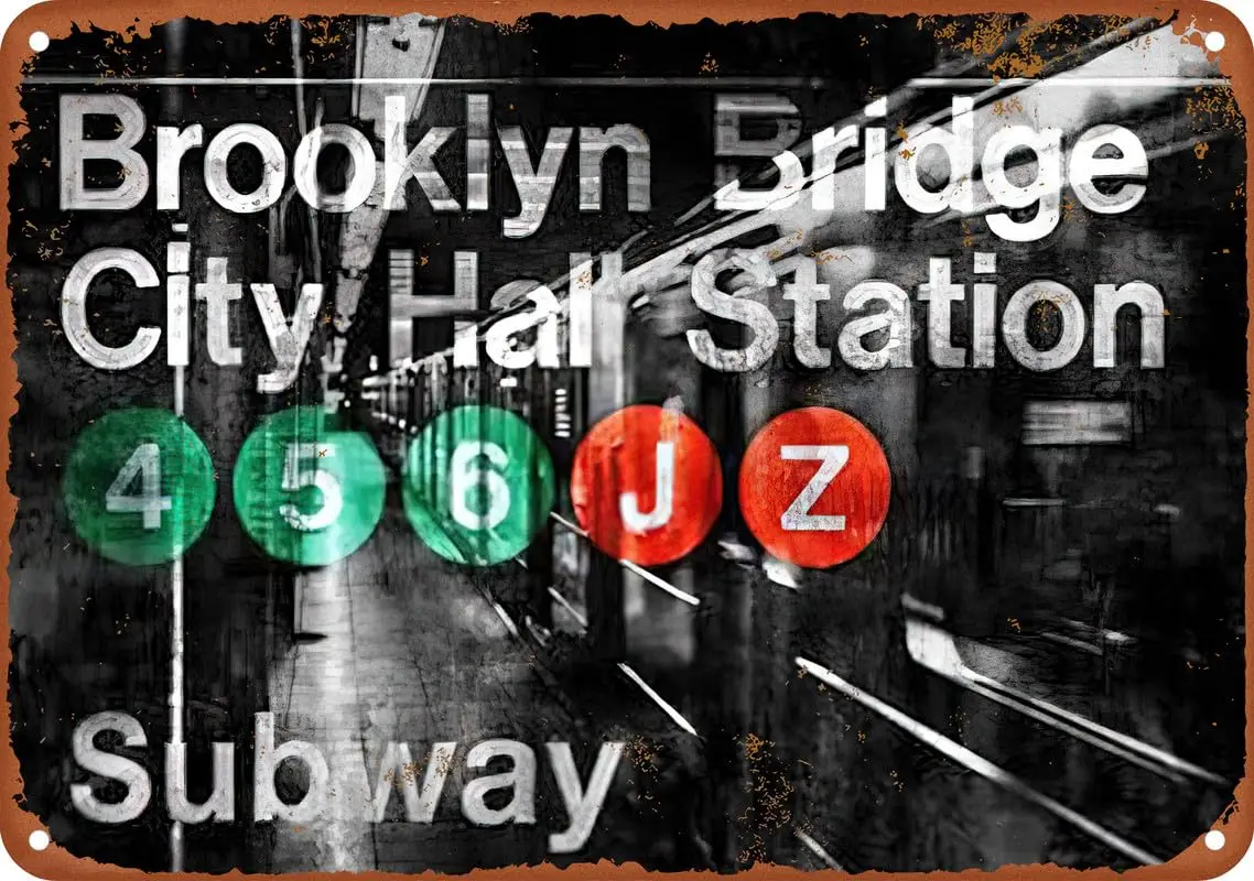 Nyc Subway Station I Drop-letrero de aluminio y Metal, placa de pared de regalo, póster para cafetería, Bar, restaurante, supermercado, 8x12 pulgadas