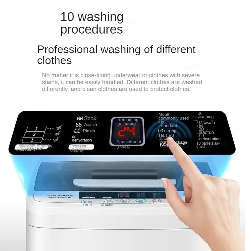 Wave Washer Fully Automatic  Large Capacity Safe Antibacterial Hot Drying Intelligent Timer Child Lock Washing & Taking Off