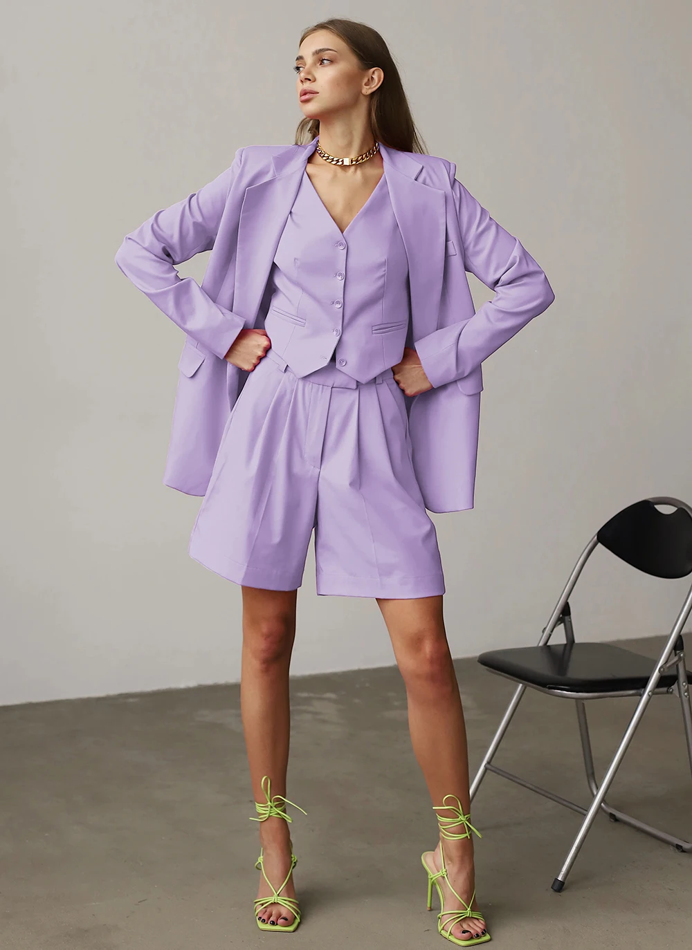 Women's Suit 3 Pieces Set Short Pants Business Casual Office Work Outfits Jacket+Vest+Pants Elegant Women Suit Customize
