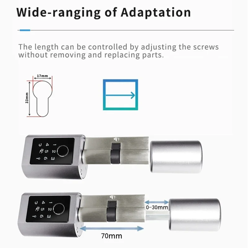 Imagem -02 - Ttlock Smart Cylinder Electronic Door Lock Controle Remoto Impermeável Impressão Digital Chaves de Senha Cartão de Desbloqueio para Casa