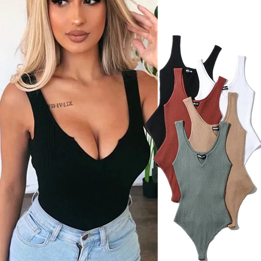 

Jenny&Dave 2026 Ins Fashion Blogger Vintage V-neck Sexy Tank Tops Colorful Pure Cotton Knitted Rib Summer Bodysuits Women