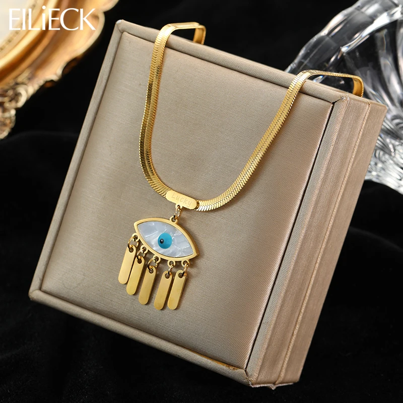 EILIECK 316L Edelstahl Augen Choker Halsketten Neue Mode Sexy Quaste Kette Anhänger lichtecht Gold Farbe Schmuck Für Frauen