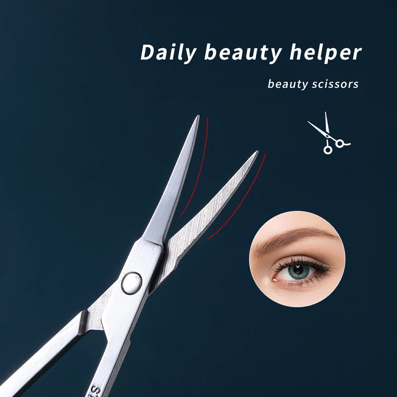 1 szt. Nożyczki do makijażu ze stali nierdzewnej z ostrzem wypukłym i spiczastym, do rzęs, brwi, włosów w nosie, małe, cienkie narzędzia do makijażu