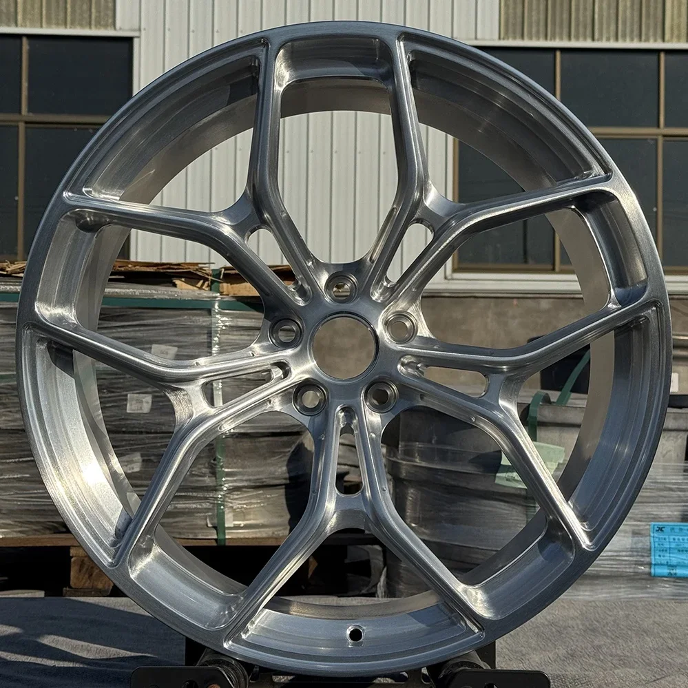 6061-T6 Monoblock Passenger Car Wheel Hub Custom 18 19 20 21 22 23 Inch 5x112 Brushed Alloy Forged Car Wheel Rims for