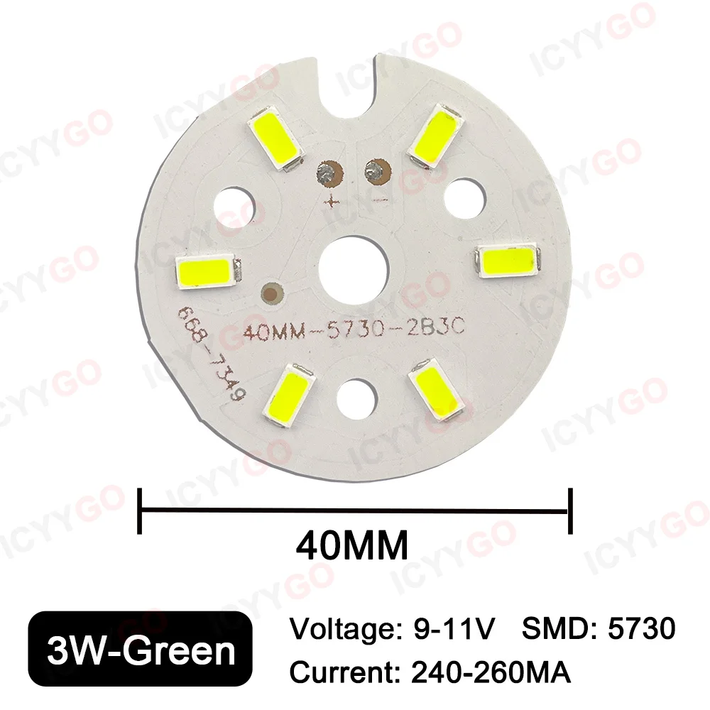 Smd5730 led chip 3w lâmpada grânulo branco quente vermelho verde azul violeta placa de fonte de luz dourada placa de lâmpada de alumínio para lâmpada led