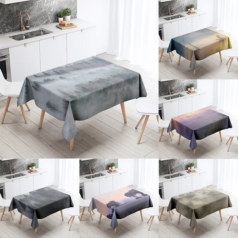 Misty Peak View Tablecloth Party Restaurant Banquet Decoration Anti-Stain Waterproof  Home Table