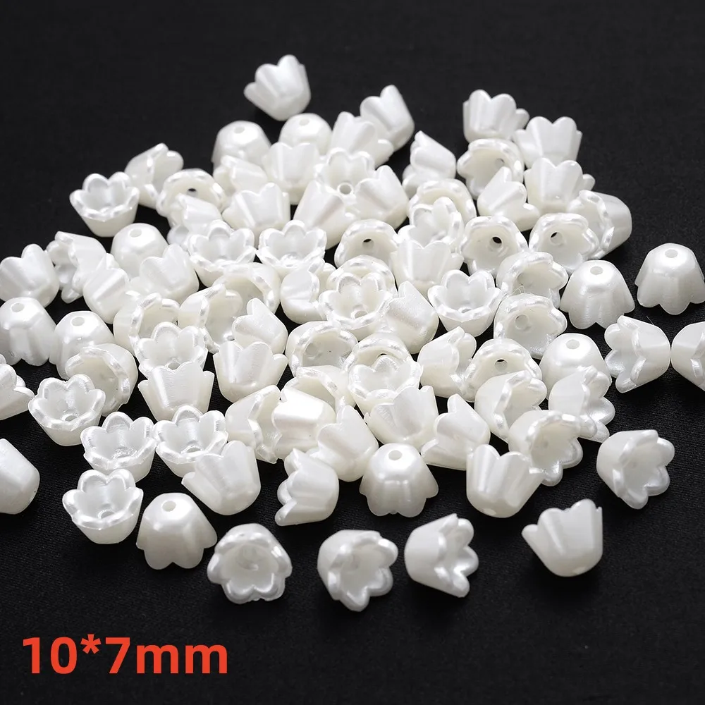 iYOE 100 stücke 28 Stil Blume Spacer Perlen Imitation Perle Weiß Acryl Blume Perlen Kappen Für Die Herstellung Von Schmuck Zubehör Diy tot