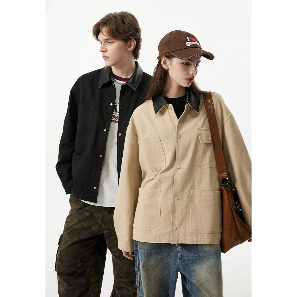 100% Cotton, High-quality Patched Collar Jacket 2024 New Autumn Product, Unisex, Men's Windproof Trench Coat M-5XL