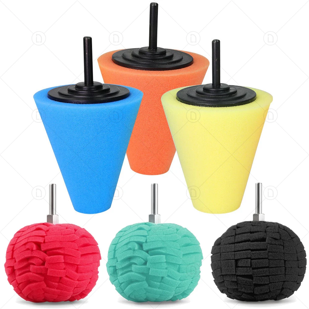 Auto Wheel Polishing Sponge Used For Electric Drill Burnishing Ball Polishing Cone Set Car Hub Buffing Sponge Polishing Kit