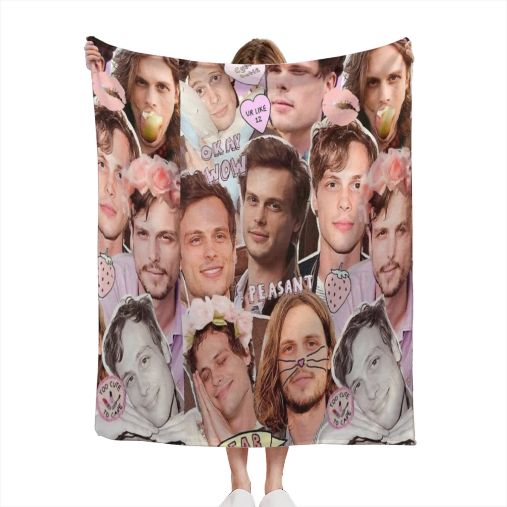 

Matthew Gray Gubler Kawaii Collage Thin Blanket Soft comforter sets throw for Couch Warm Flannel Blankets Bedroom Summer Blanket