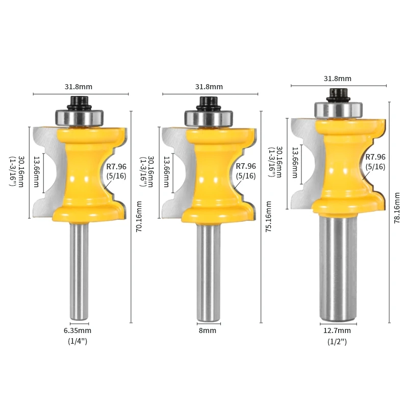 YUSUN  Bull Nose Molding Handrail  Router Bit Woodworking Milling Cutter For Wood  Face Mill