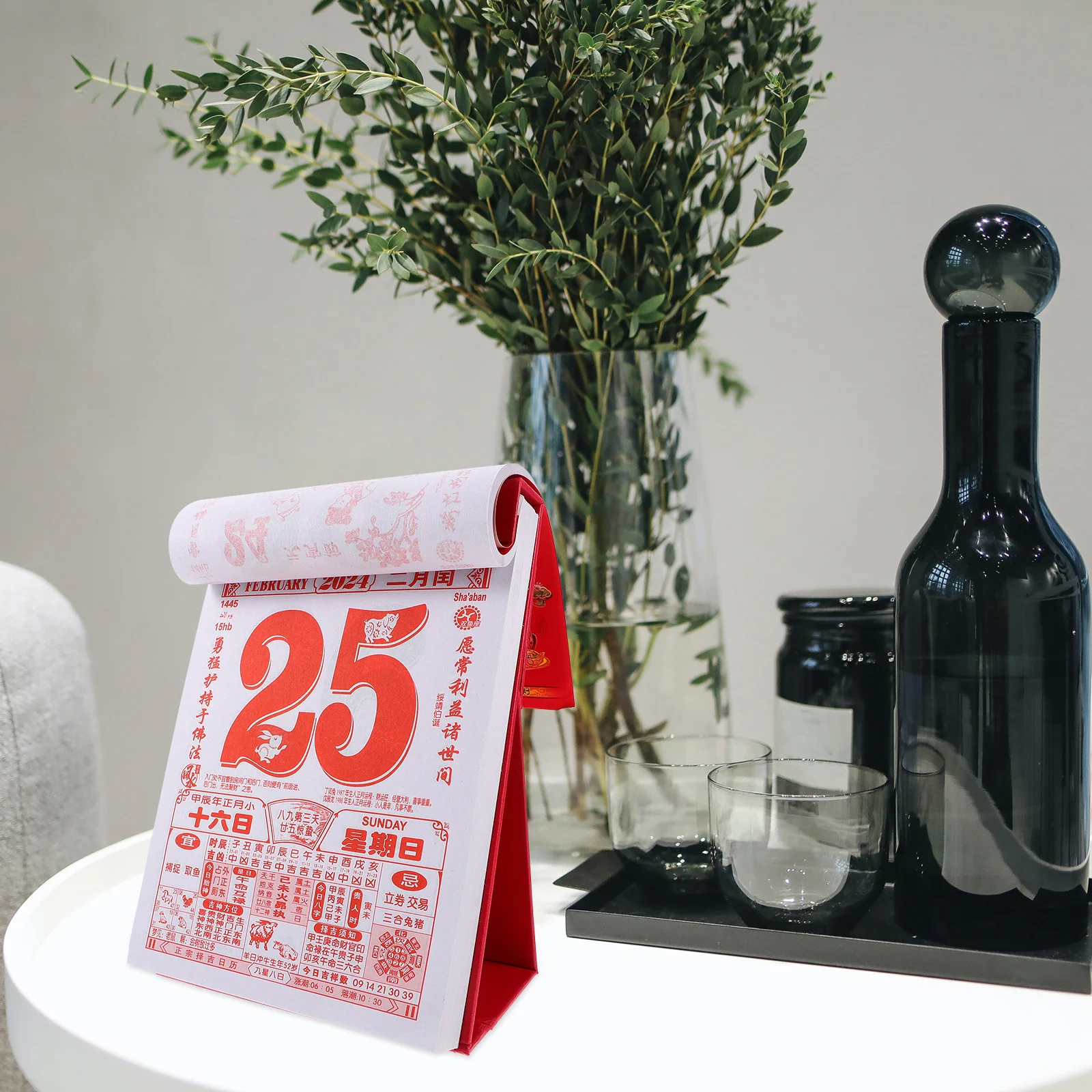 

Desktop Standing Calendar Chinese Style Lunar Desk Calendar Decorative Office Organizer Home Accessories Table Decor