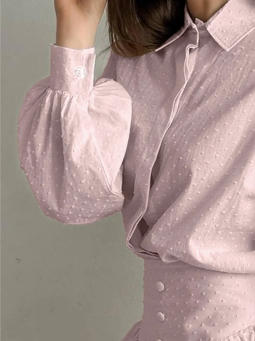 Martahqiqi Cotton Female Sleepwear Set Long Sleeve Nightgowns Turn-Down Collar Nightwear Skirts Casual Women Pajamas 2 Piece Sui