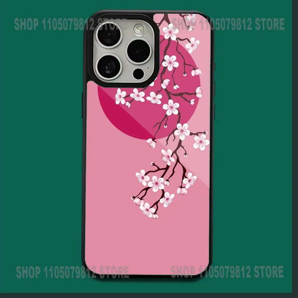 Capa de telefone rosa flor de cerejeira sakura para iphone 16,15,14,13,12,11, plus, pro, max, mini carga sem fio magnética macia magesafe