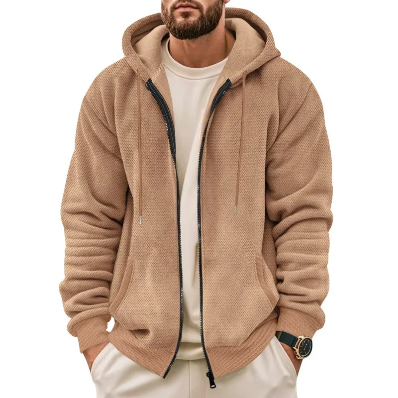 Men's Fleece Lined Winter Hooded Jacket Thermal Zip Up Sweatshirt, Casual Outdoor Warm Coat Sportswear for Men Coats