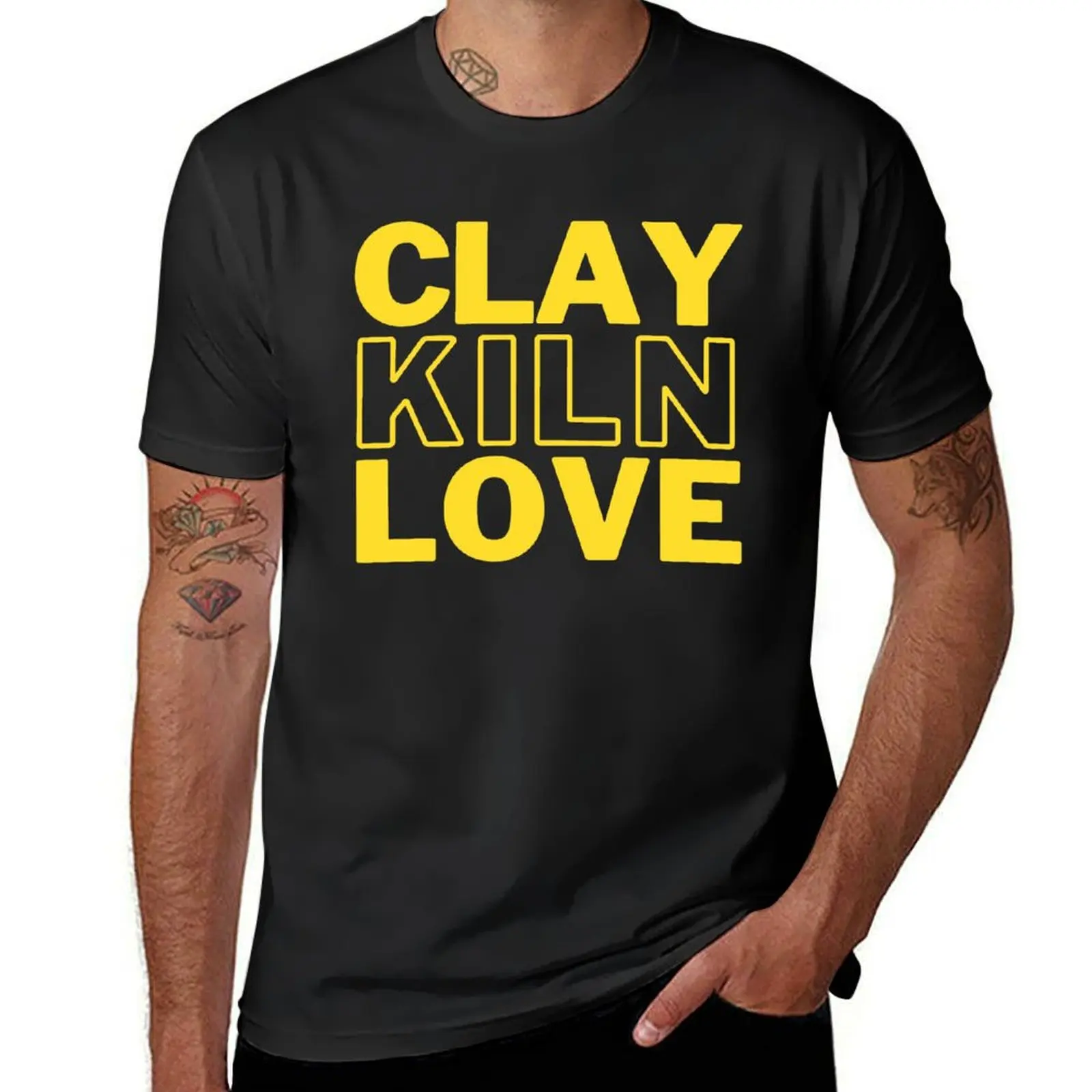 clay, kiln, love: pottery T-Shirt customs tees quick drying aesthetic clothes T-shirts for men cotton