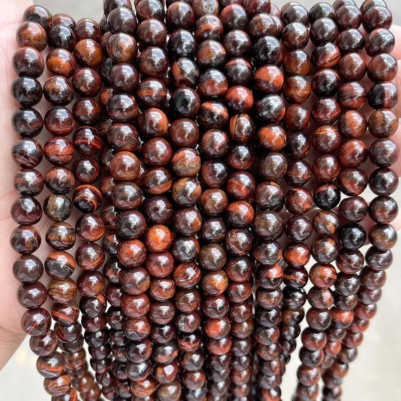 Natural Stone Blue Tiger Eyes Bead Round Loose Spacer Yellow Red Beads For Jewelry Making Bracelets Handmade Diy Accessories