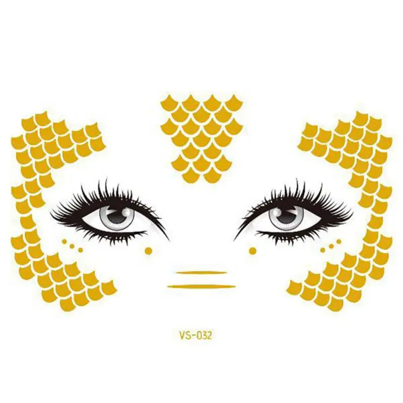 1 ~ 20 قطعة من ملصقات الوشم اللامعة وشم الوجه فلاش ذهبي وفضي وشم مؤقت للوجه وشم معدني مصري مقاوم للماء