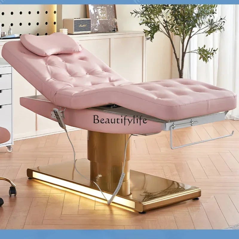 02Electric Beauty Bed Lifting Golden Base Massage Eyelash Face Washing Bed