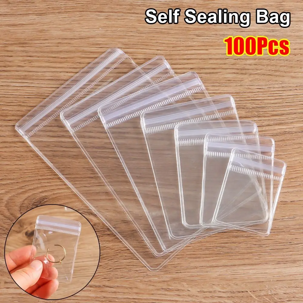 100Pcs Durable PVC Plastic Self Sealing Bag Dustproof Transparent Zip Lock Bags Reclosable Jewelry Bag Necklace Bracelet Ring