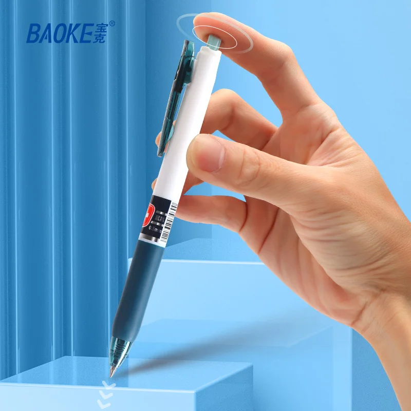 BAOKE PC1939 0.5 مللي متر قلم حبر جل أزرق-أسود قلم حبر قابل للسحب كتابة سلسة سريعة الجفاف للأطباء والمستشفى والاستخدام المكتبي