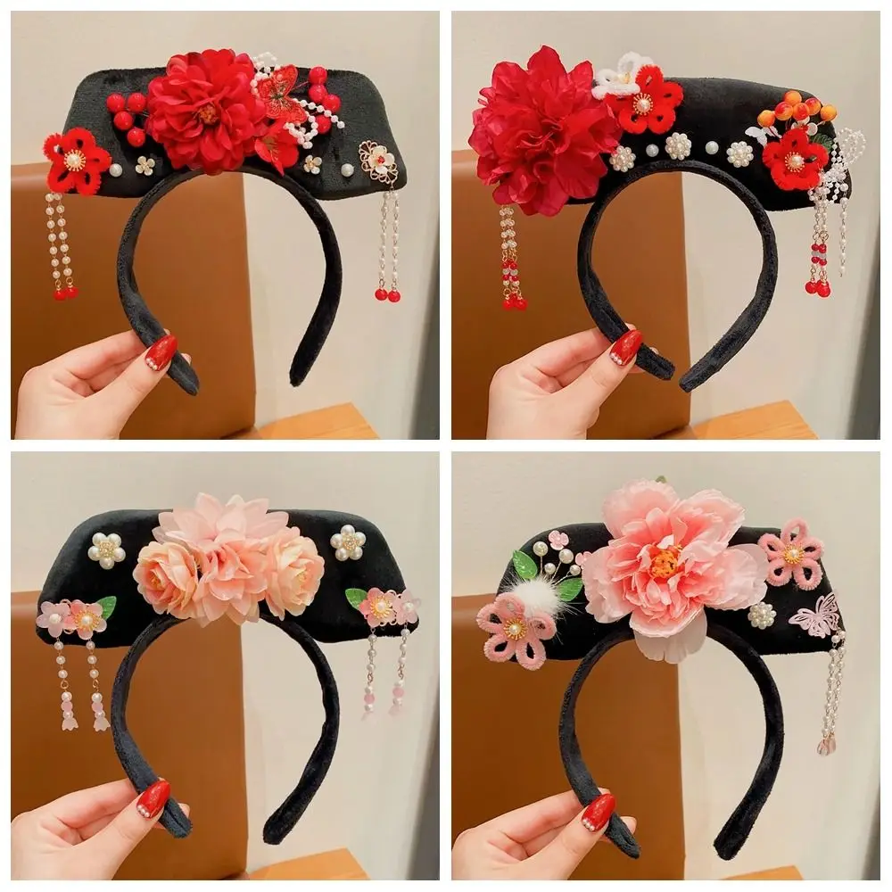 Chinese Style Ancient Royal Court Queen Princess Headband Children Headdress Traditional Hanfu Crown New Year Hair Accessories